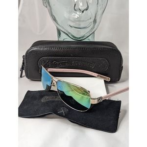 Auth. Chrome Hearts "Red Riot" gold plated aviator sunglasses